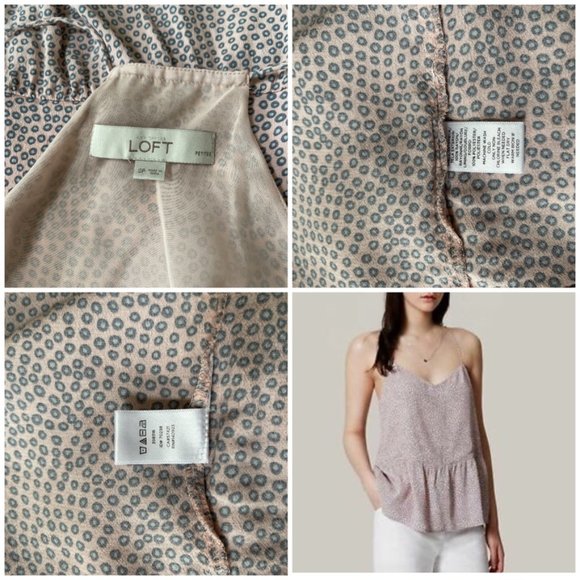 Ann Taylor Loft Women's Polka Dot Top Blush Pink/Beige Size SP - Picture 9 of 9